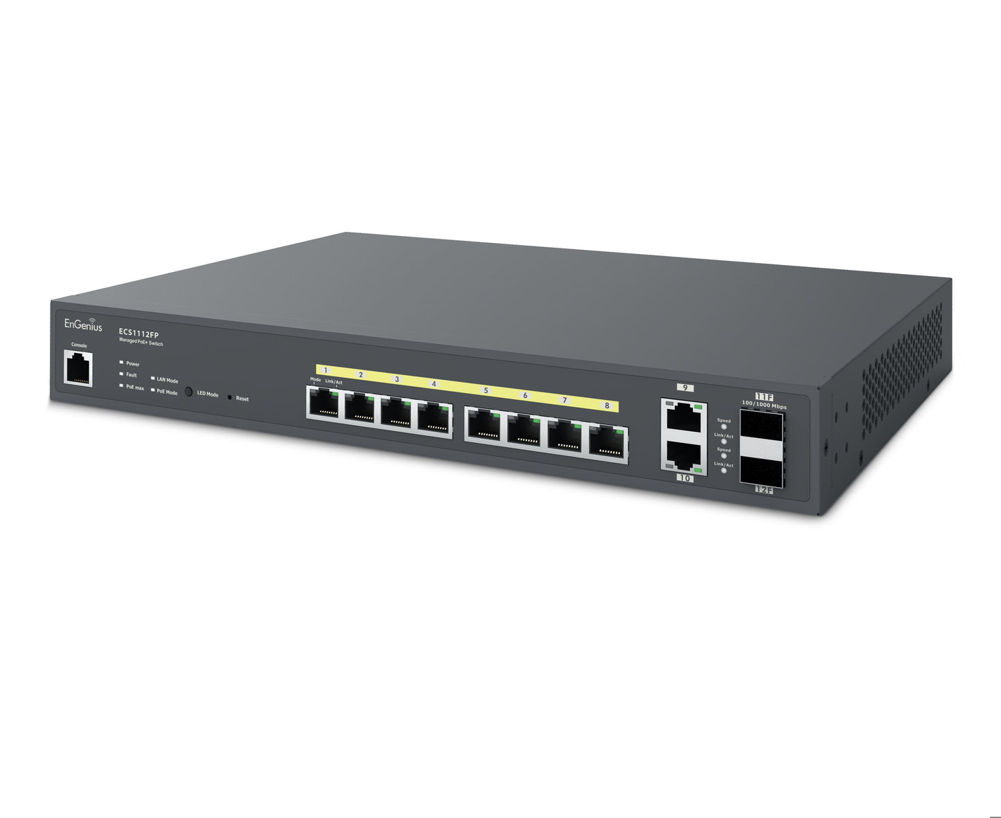 ECS1112FP Cloud Managed 8 port  PoE  Switch with 130W 802.3at bu